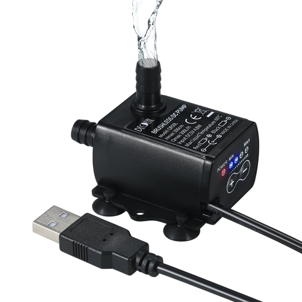 Decdeal Ultra-quiet Mini USB DC5V 4.8W 300L/H Lift 300cm Brushless Water Pump Waterproof Submersible Fountain with Adjustment Function
