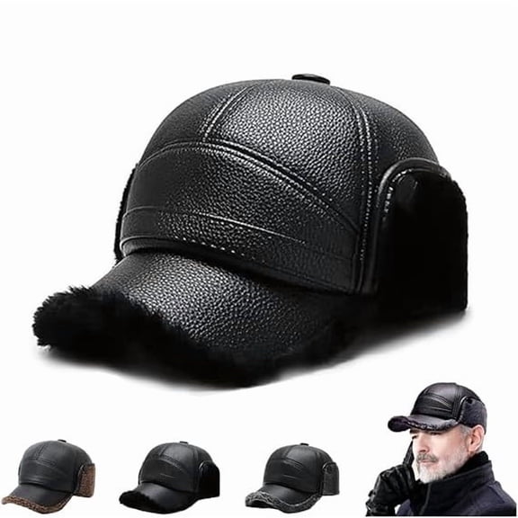 Msgweeeg Hat Hats Baseball Caps for Men Womens Baseball Caps Men's Winter Cap with Earmuffs Faux Leather Earflap Hat