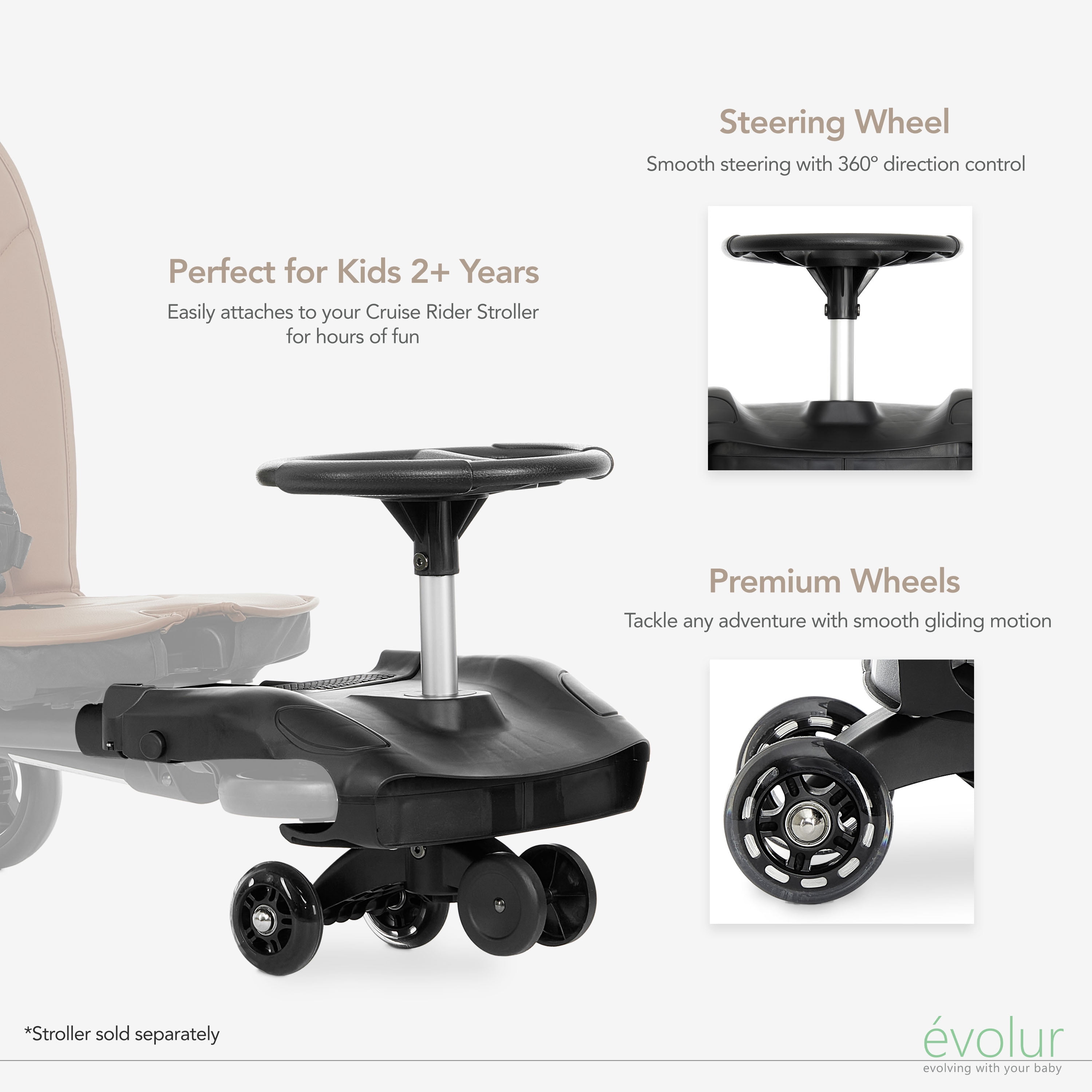Evolur Cruise Swing Rider Scooter in Black