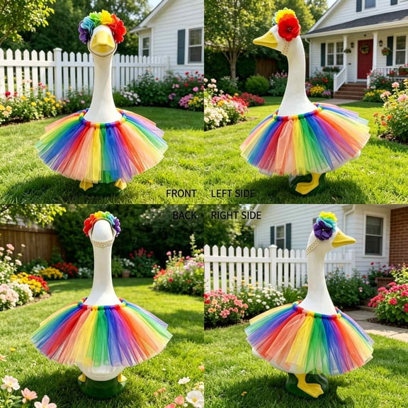 AuroraX 23 inch Porch Goose Outfit Sets Porch Goose Clothes Set 23" 17 19 inch Birthday Princess Tutu Skirts Front Porch Goose Clothes Lawn Garden Decor