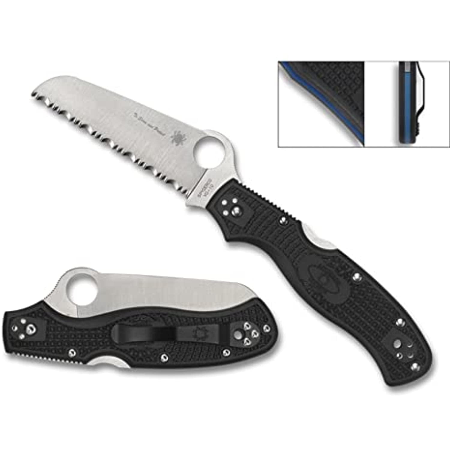 Spyderco Knives Spyderco Rescue 3 Lightweight Folding Knife Thin Blue Line SPC14FSBKBL3