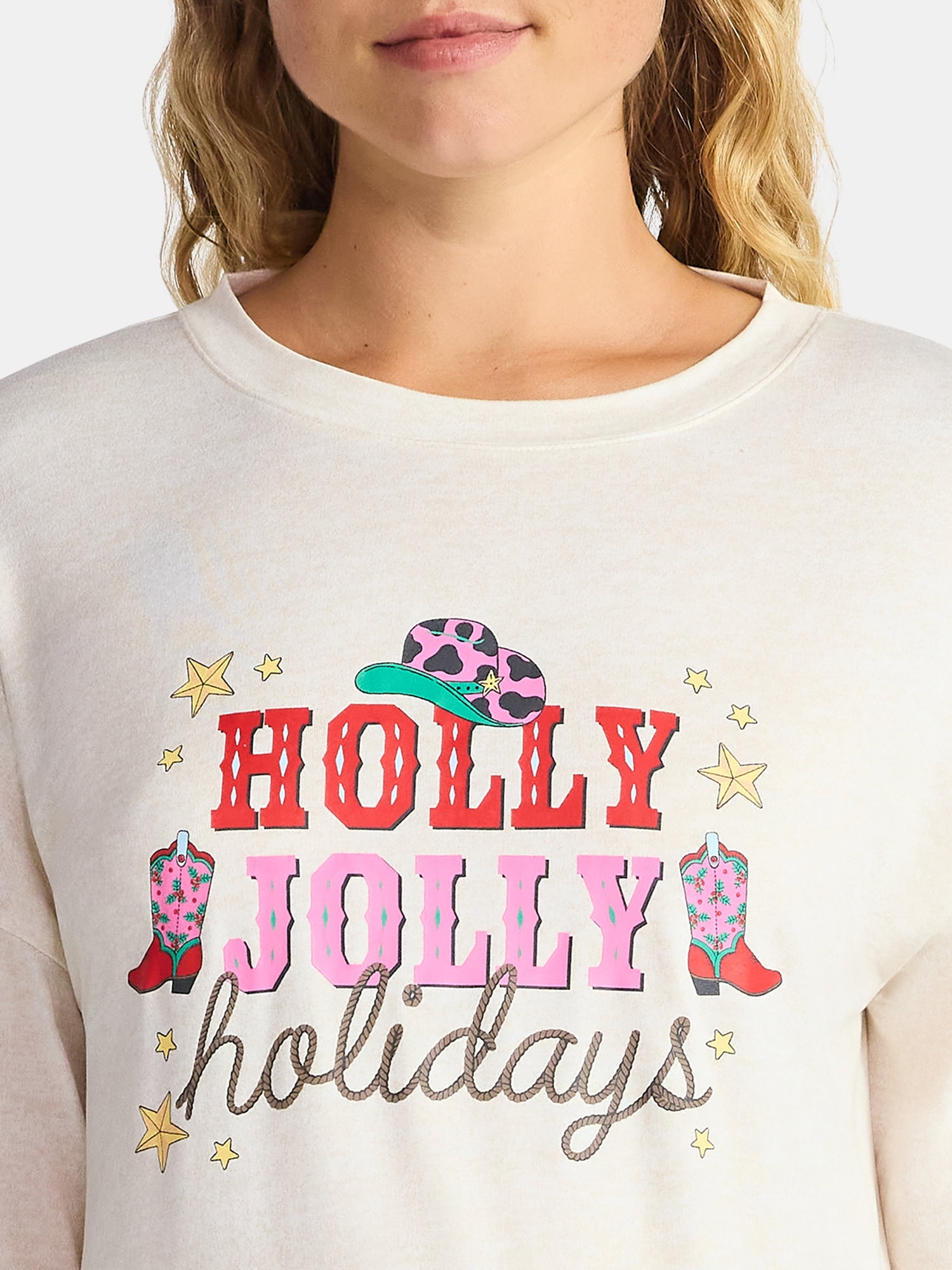 Jaclyn Women's and Women's Plus Holiday Graphic Sleep Tee and Jogger Pants Pajama Set, 2-Piece, Sizes XS-3X