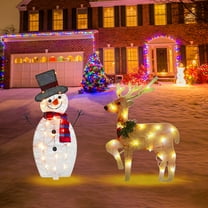 2pcs LED Light-Up Penguin Christmas Decoration, a luminous garden stake set featuring interlocking acrylic panels for easy DIY assembly and charming outdoor holiday lighting displays, A