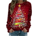 thumbnail image 2 of Ounisa Women's Casual Crew Neck Sweatshirt Loose Soft Long Sleeve Christmas Tree Graphic Pullover Christmas Tops, 2 of 6