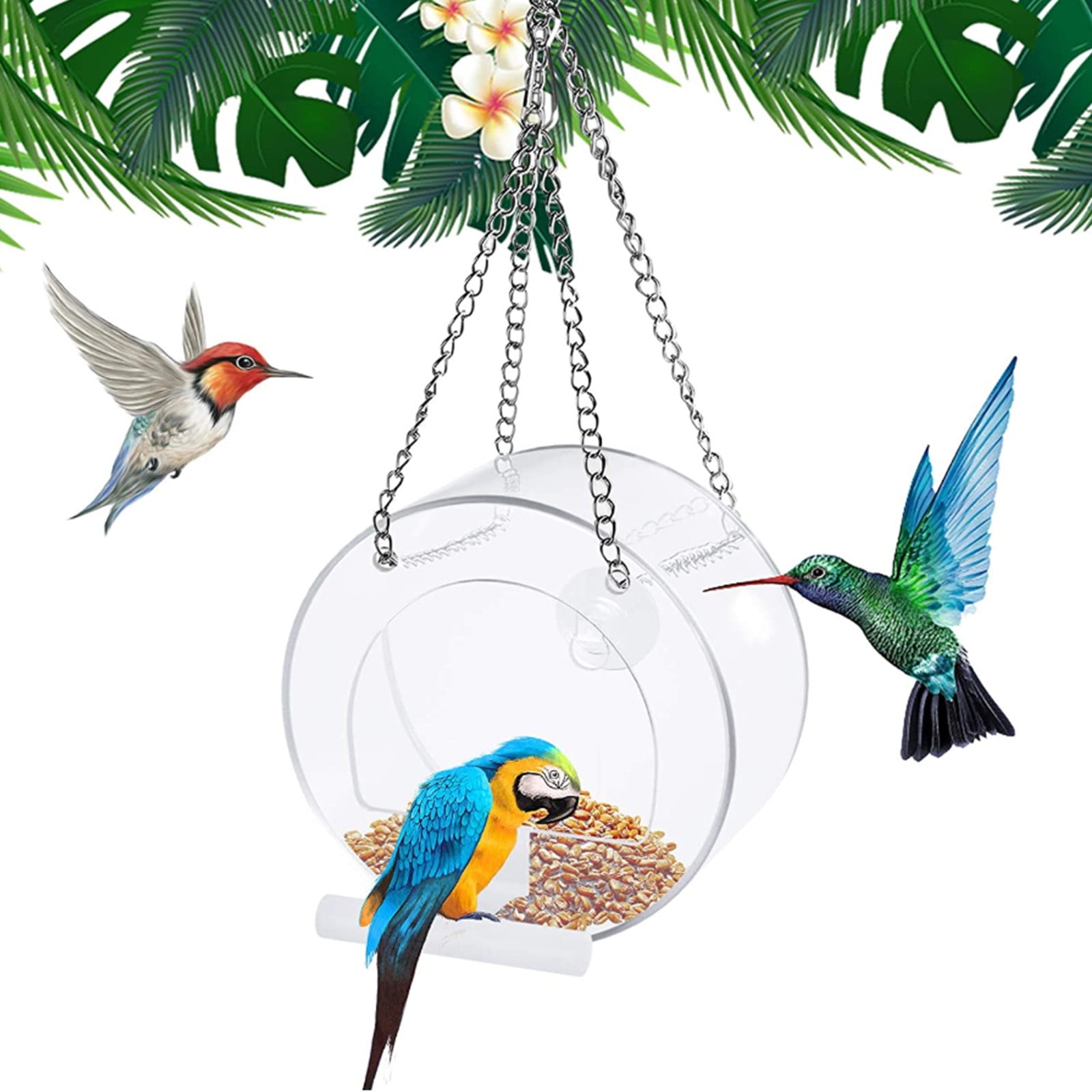 Kuluzego Window Bird House Feeder by Nature Anywhere for Wild Birds with Sliding Seed Holder Large Bird feeders for Outside. Birdhouse Shape