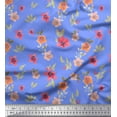 thumbnail image 1 of Soimoi Blue Viscose Chiffon Fabric Leaves & Primrose Floral Decor Fabric Printed 1 Yard 42 Inch Wide, 1 of 3