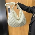 thumbnail image 2 of Women Large Capacity Lattice Shoulder Bag Female Solid Color Soft Quilted Crossbody Bags Casual Handbag White, 2 of 10