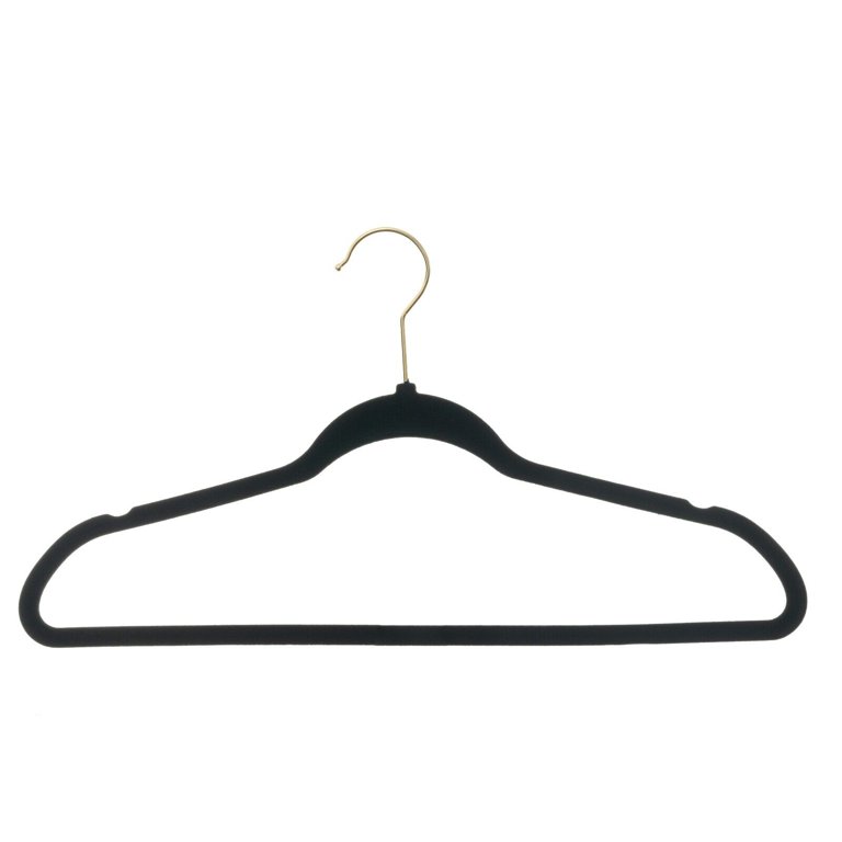 Easyfashion Non Slip Velvet Clothing Hangers, 100 Pack, Black 