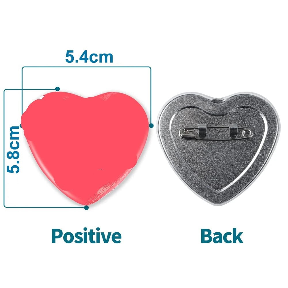 100PCS Heart-Shaped Pins Bottom Cover Membrane Peach Heart Blank Supplies Tinplate 57x53mm ,Beginner-Friendly