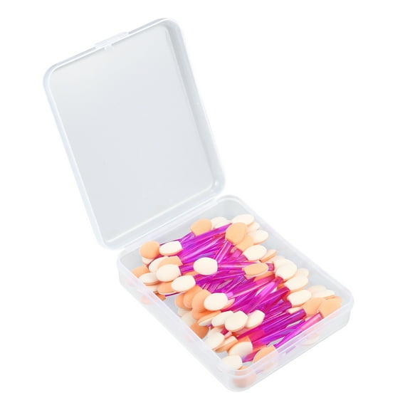 Vocoste 50PCS Dual Side Eye Shadow Brushes Sponge Applicators Makeup Eyeshadow Brush Purple White with Container