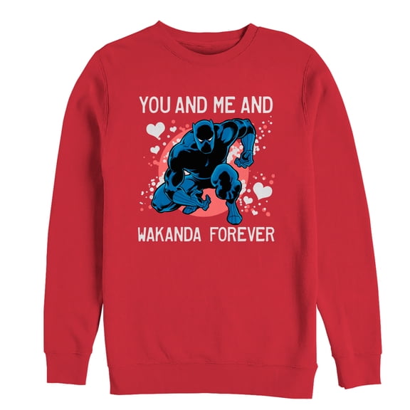 Men's Marvel Valentine Panther Wakanda Forever Sweatshirt Red Large