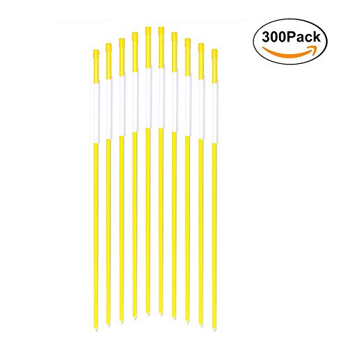 FiberMarker Driveway Markers 36inch 300-Pack Yellow 1/4Inch Dia Solid Driveway Poles for Easy Visibility at Night