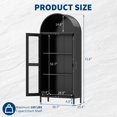 thumbnail image 3 of Huisuilinss Metal Arched Cabinet,73" Kitchen Pantry Cabinet With Glass Doors,Arched Bookcase Bookshelf,Storage Cabinet With 1 Drawers,Freestanding Display Cabinet For Dining Living Home Office, 3 of 7