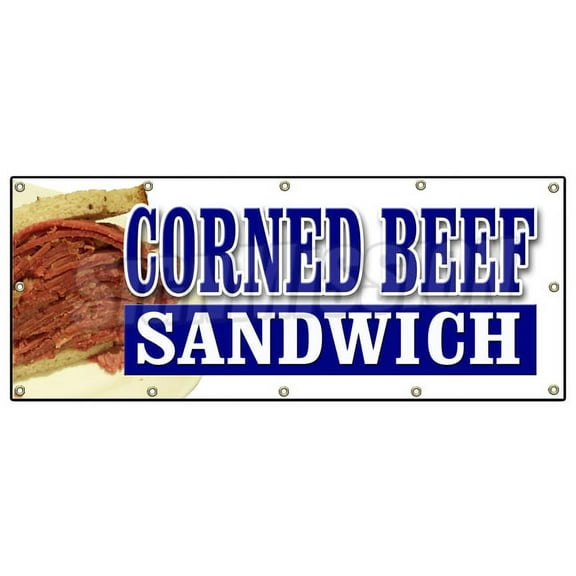 48"x120" CORNED BEEF SANDWICH BANNER SIGN beef meat corn deli restaurant