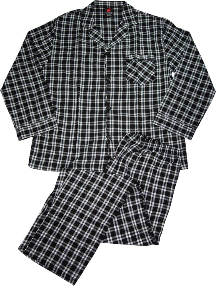 Hanes Hanes Big Mens Woven Cotton Blend Long Sleeve Plaid Sleepwear