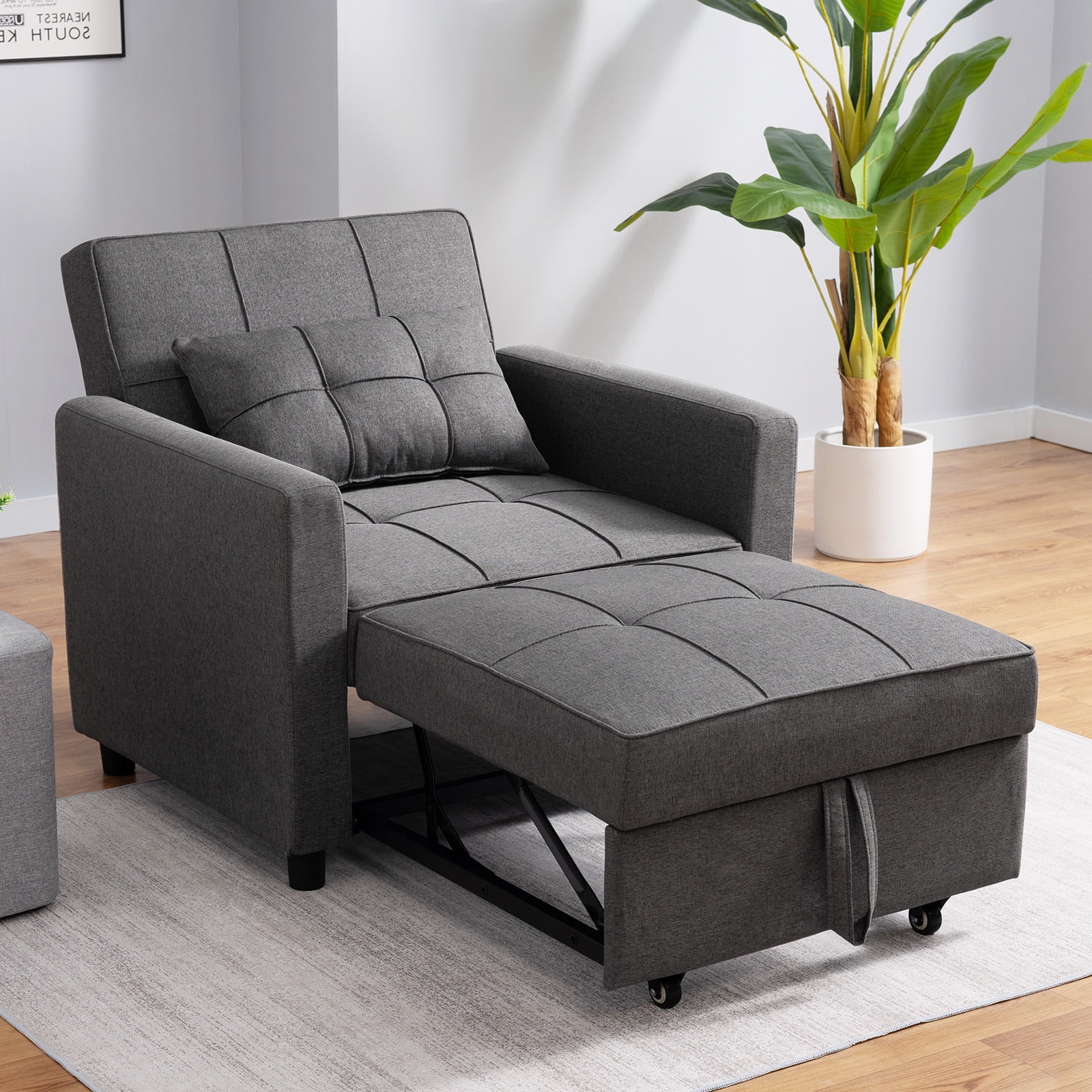 BALUS 70"L Folding Couch Bed Upholstered Sleeper Sofa, Tufted