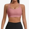 thumbnail image 2 of Arlun Fixed Cup Integrated Sports Bras for Women Back Crossing Design Comfort for Workouts Running Fitness Wear High Support Simple Stylish Yoga Bralettes Red S, 2 of 4