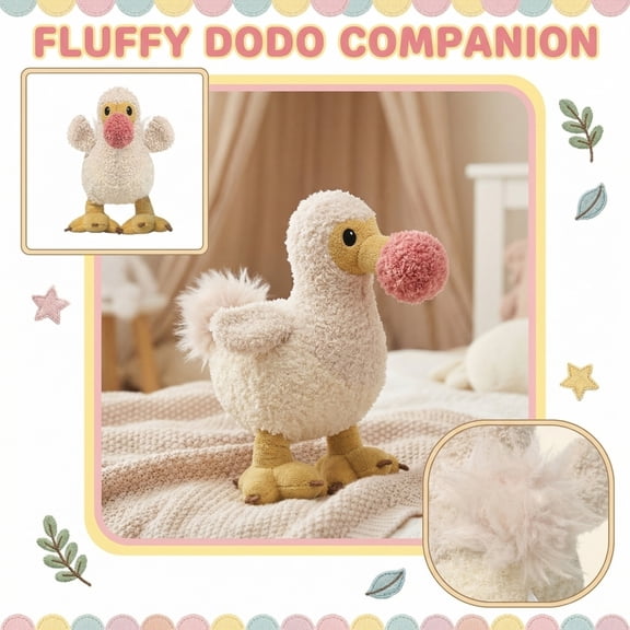 Dodo Bird Plush Toy, Cute Fluffy, 1 Piece, Suitable for Kids Collection and Room Decoration