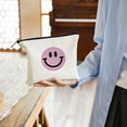 thumbnail image 6 of RUIYC Retro Checkered Pattern Smile Face Trendy 2 Pcs Canvas Tote Bags Cute Aesthetic Tote Bags with Zipper Portable Tote Bag White, 6 of 7