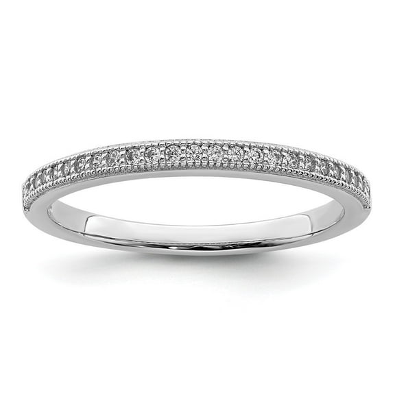 Diamond2Deal 925 Sterling Silver White Cubic Zirconia Wedding Band Ring Size 6 for Women