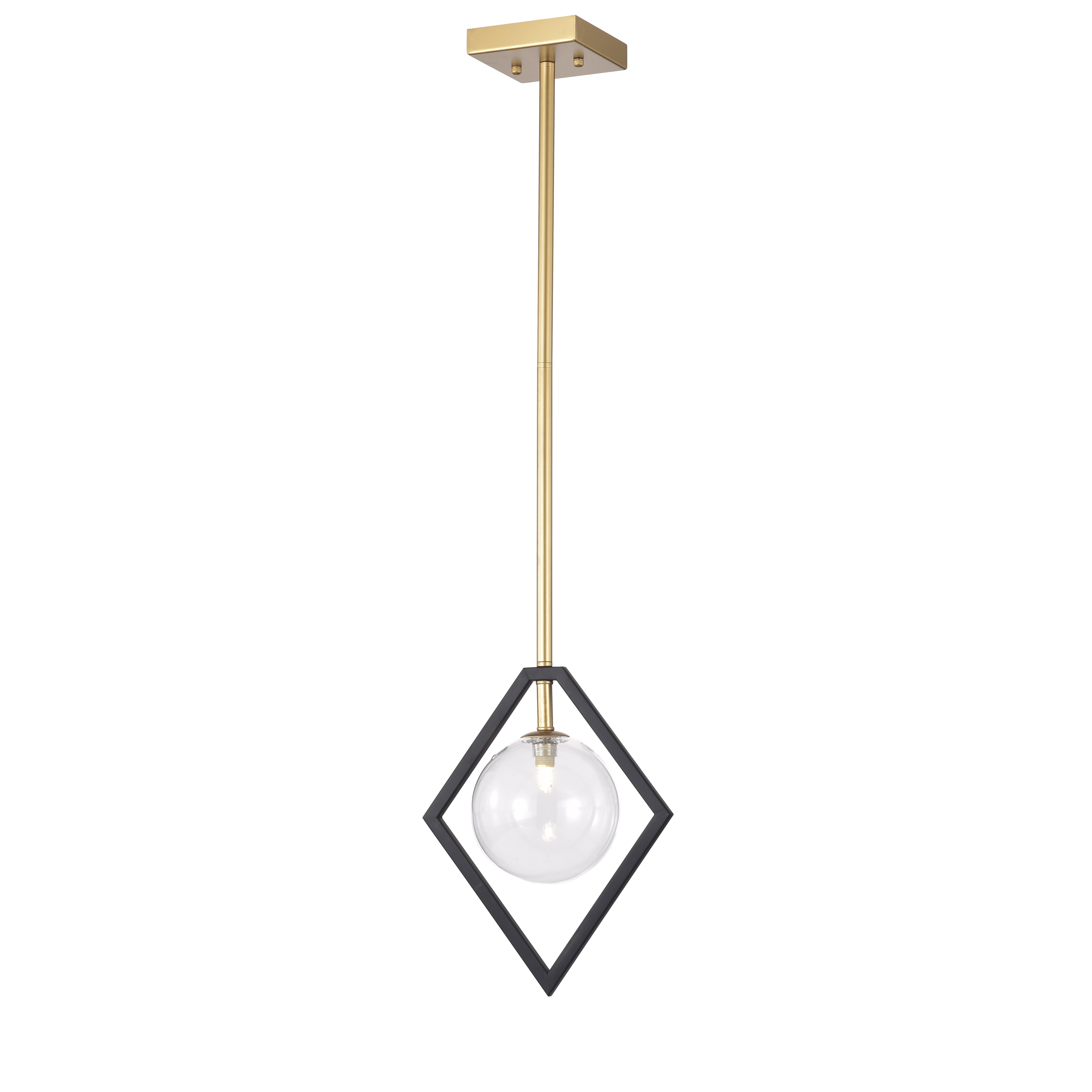 Fayres 10-inch 1-Light Black and Gold Finish Pendant Lamp (bulbs ...