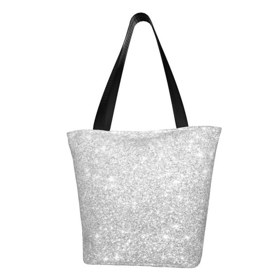 Hirioo Silver Glitter for Women's Casual Shoulder Tote Bag Handbag For Women Work College Travel Business Shopping