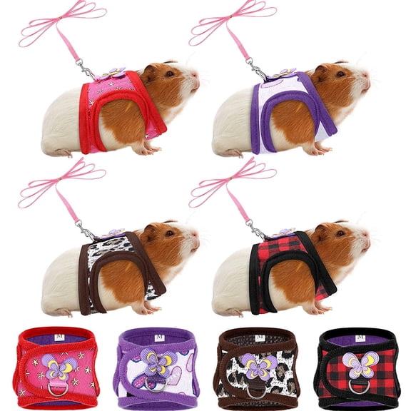 BURIBURI Small Pet Harness Cute Adjustable Vest and Leash Set for Guinea Pig, No Pulling Comfort Mesh Padded Vest for Small Pets, Ferrets, Chinchillas, Hamsters, Iguanas and Similar Small Animals
