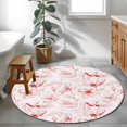 thumbnail image 3 of Pink Flower Round Area Rug 3.3Ft Washable Circle Rugs for Dining Room Table, Watercolor Floral Botanical Line Drawing Print Non-Slip Carpet Floor Mats Indoor Outdoor Carpet Runner Home Decor, 3 of 8