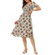 thumbnail image 5 of Vestido Midi Floral con Cuello Cuadrado y Mangas Cortas Abullonadas INSPIRE CHIC para Mujeres Primavera Verano Verde XL, 5 of 7