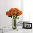 thumbnail image 3 of 2 Bundles Total 18 Multi-Color Artificial Roses | Warm Brown to Peach Tones with Multi-Layer Petals for Weddings, Home & Vase Bouquet Decor, 3 of 15