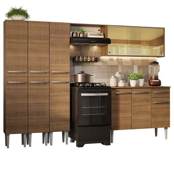 Cocina Integral Completa 261cm Emilly Madesa 05 - Marrón