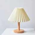 thumbnail image 1 of Retro Pleated Remote Control Night Light, Umbrella-shaped Bedside Lamp (beige Shade, Right Button 220v [tricolor Dimming]), 1 of 7