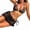 Black, variant on Lace Bikini with Mini Skirt, Halter Triangle Backless for Tan Through, 3 Piece Swimsuits for Women Gold M