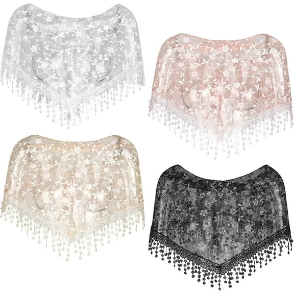 Triangle Lace Chapel Mantilla Veil Vintage Inspired Bridal Funeral Veil Women Church Catholic Travel Tulle Tassel Scarf