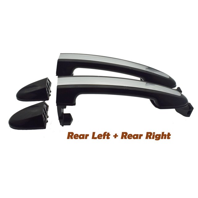 Poignée de Porte Arrière Extérieure 2 Pcs Chrome Noir Compatible avec Hyundai Santa Fe 2007-2012