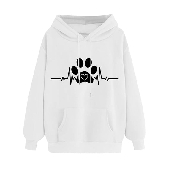 Htigea Womens Oversized Sweatshirts Drawstring Hooded Pullover Cute Hoodies with Pocket Fall Winter Outfits White S