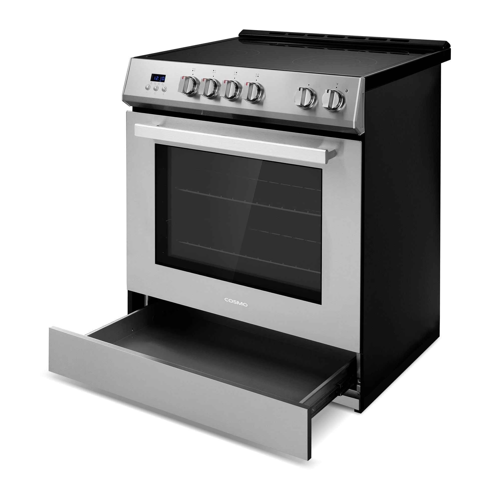 Cosmo 30 in. Stellar Collection 4.9 cu. ft. Electric Range with 4 Burner Glass Cooktop and Convection Oven in Stainless Steel