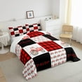 thumbnail image 4 of YST Tractor Bedding Set Red Tractor Comforter for Boys Kids Girls Teens Equipment Truck Comforter Set Full Buffalo Plaid Down Comforter Farmhouse Harvester Grid Quilt Set, Black, 4 of 6
