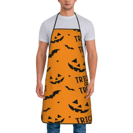 

Jgfou Trick Or Treat Print Anti-fouling Apron for Men Women Waterproof Oil-Proof Kitchen Apron with Adjustable Straps Pocket and No-Pill No-Fade Fabric