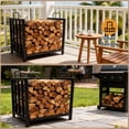 thumbnail image 6 of Studyset 17" Small Firewood Rack, Log Rack Wood Rack, Firewood Storage Rack, Heavy Duty Indoor Log Holder With Handles, Wood Storage Stand Decorative Fire Wood Storage Stand For Fireplace, Patio, 6 of 8