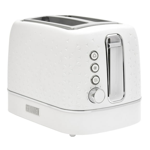 Open Box Haden 2 Slice Wide Slot Stainless Steel Toaster, White & Chrome
