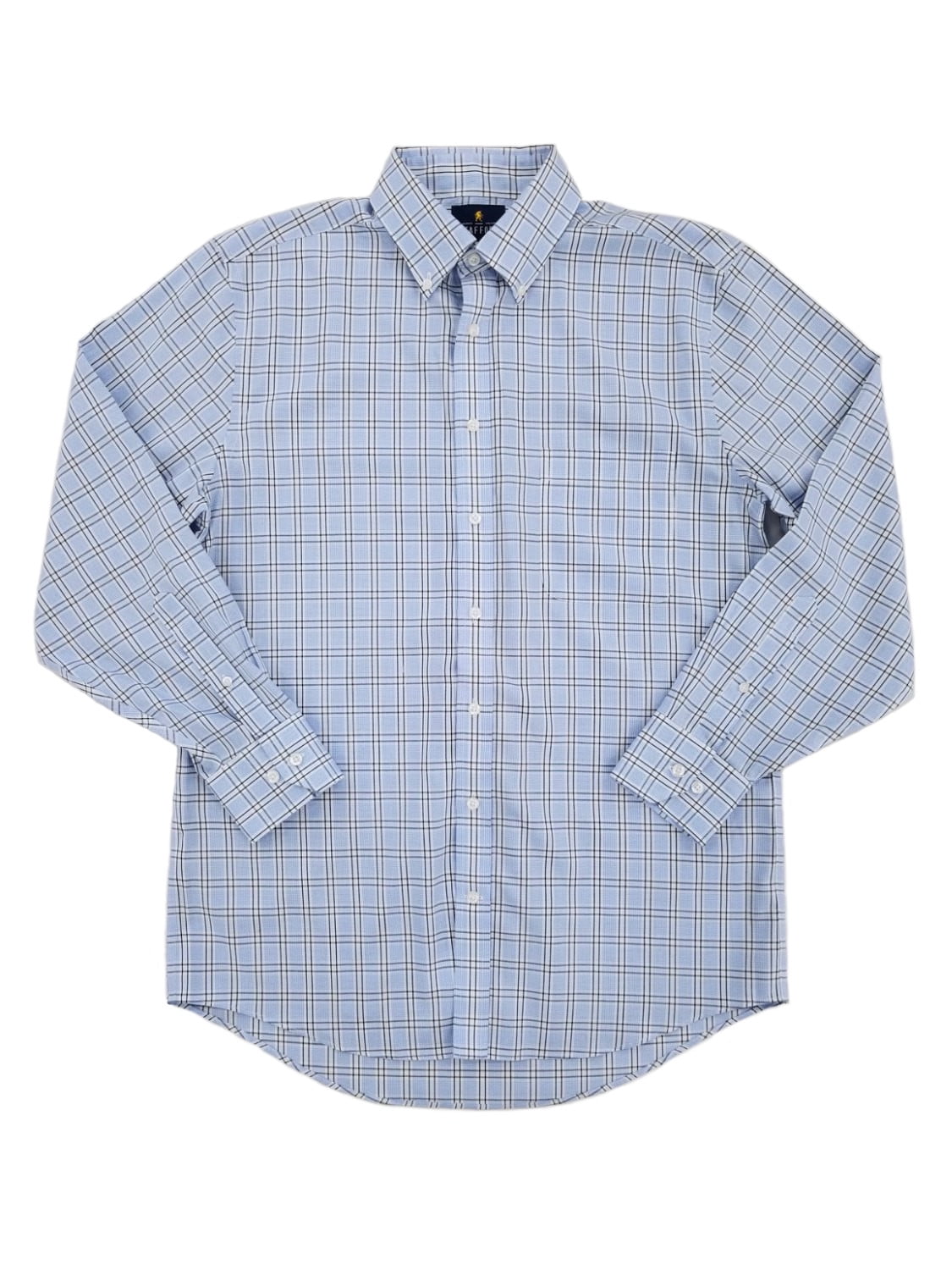 Mens Blue Window Grid Executive Pinpoint Oxford Button-Down Shirt 15 / ...