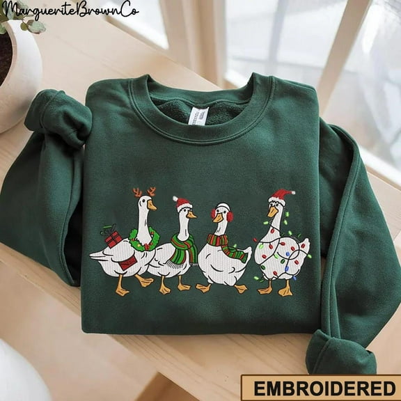 Embroidered Silly Goose Christmas Sweatshirt, Silly Goose University Christmas Shirt, Christmas Goose, Christmas Lights Silly Goose Sweater