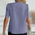 thumbnail image 6 of YUGYXL Women's Dressy Casual Shirts Summer Fashion Solid Color Short Sleeves Button Down V-Neck Office Work Blouse Tops Navy XL, 6 of 6