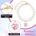 thumbnail image 4 of Cat Pearl Collar with Heart Pendant, Cute Pearl Pet Necklace in Medium, Adjustable Wedding Party Small Dog Jewelry Accessories for Puppy Kitten- Pink, 4 of 14