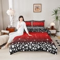 thumbnail image 4 of Feelyou Red Sequin Print Queen Comforter Set for Women, Glitter Diamond Bedding Sets, Modern Fashion Princess Reversible Bedding Comforter Set, Microfiber Bedroom Decor, 3pcs, 4 of 8