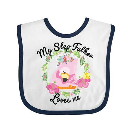 

Inktastic Baby Flamingo My Step Father Loves Me in Flower Wreath Gift Baby Boy or Baby Girl Bib