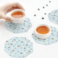 thumbnail image 7 of Pofeuu Bee Flower Print Leather Coasters Set of 6, Round Cups Mugs Mat Pad for Home Kitchen Heat Resistant Drink Coasters,Octagon, 7 of 7