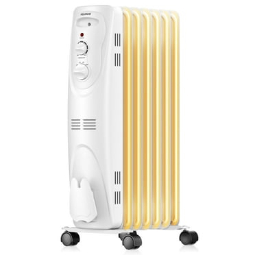 Pelonis Basic Electric Oil Filled Radiator,  Space Heater with Adjustable Thermostat,  PHO15A2AGW,White