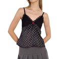 thumbnail image 2 of Yunliwuli Women Camisole, Sleeveless Tops V-neck Backless Lace Patchwork Dots Print Summer Vest for Party Club, 2 of 8